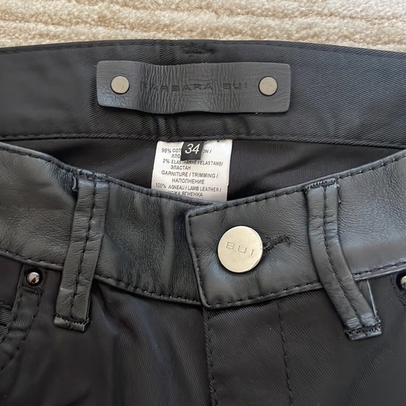 NWOT Barbara Bui Black Leather Trim Skinny Leg Pants Size 34 Italian - Picture 2 of 8
